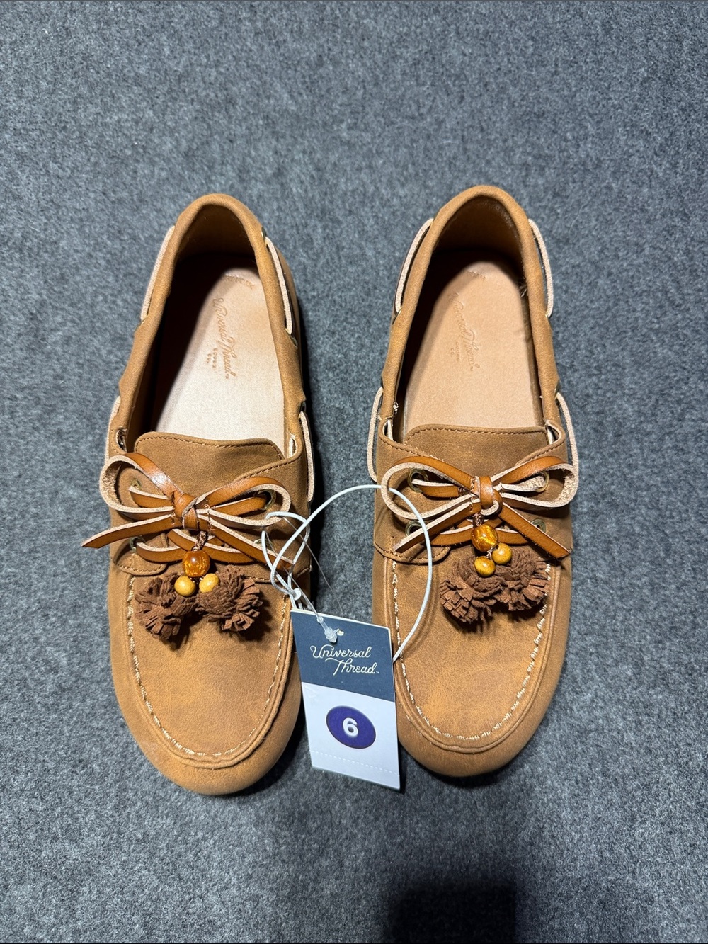 Universal Thread Women’s Size 6 Brown Tassel Moccasin Loafers Slip On Shoes NWT